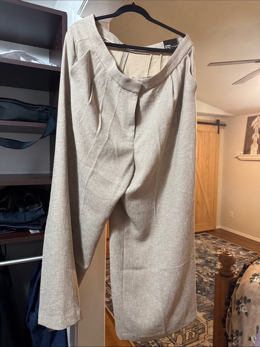 Express Wide Leg Pants in Light Taupe